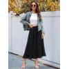 imageBerydress Womens Midi Skirts with Pockets Elastic High Waist Flowy Swing A Line Casual Tiered Ruffle SkirtBlack