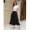 imageBerydress Womens Midi Skirts with Pockets Elastic High Waist Flowy Swing A Line Casual Tiered Ruffle SkirtBlack