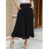imageBerydress Womens Midi Skirts with Pockets Elastic High Waist Flowy Swing A Line Casual Tiered Ruffle SkirtBlack