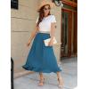 imageBerydress Womens Midi Skirts with Pockets Elastic High Waist Flowy Swing A Line Casual Tiered Ruffle SkirtBlue
