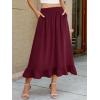 imageBerydress Womens Midi Skirts with Pockets Elastic High Waist Flowy Swing A Line Casual Tiered Ruffle SkirtBurgundy