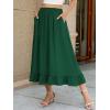 imageBerydress Womens Midi Skirts with Pockets Elastic High Waist Flowy Swing A Line Casual Tiered Ruffle SkirtDark Green