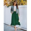 imageBerydress Womens Midi Skirts with Pockets Elastic High Waist Flowy Swing A Line Casual Tiered Ruffle SkirtDark Green