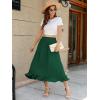 imageBerydress Womens Midi Skirts with Pockets Elastic High Waist Flowy Swing A Line Casual Tiered Ruffle SkirtDark Green