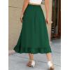 imageBerydress Womens Midi Skirts with Pockets Elastic High Waist Flowy Swing A Line Casual Tiered Ruffle SkirtDark Green