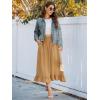 imageBerydress Womens Midi Skirts with Pockets Elastic High Waist Flowy Swing A Line Casual Tiered Ruffle SkirtKhaki