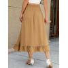 imageBerydress Womens Midi Skirts with Pockets Elastic High Waist Flowy Swing A Line Casual Tiered Ruffle SkirtKhaki