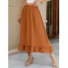 imageBerydress Womens Midi Skirts with Pockets Elastic High Waist Flowy Swing A Line Casual Tiered Ruffle SkirtOrange