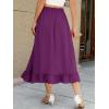 imageBerydress Womens Midi Skirts with Pockets Elastic High Waist Flowy Swing A Line Casual Tiered Ruffle SkirtPurple