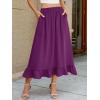 imageBerydress Womens Midi Skirts with Pockets Elastic High Waist Flowy Swing A Line Casual Tiered Ruffle SkirtPurple