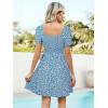 imageBerydress Womens Smocked Wrap Dress 2025 Square Neck Short Sleeve Sundress Summer Floral Ruffle Beach Mini DressesBlue Floral