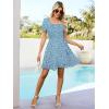 imageBerydress Womens Smocked Wrap Dress 2025 Square Neck Short Sleeve Sundress Summer Floral Ruffle Beach Mini DressesBlue Floral