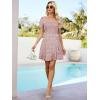 imageBerydress Womens Smocked Wrap Dress 2025 Square Neck Short Sleeve Sundress Summer Floral Ruffle Beach Mini DressesPink Floral
