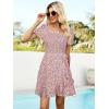 imageBerydress Womens Smocked Wrap Dress 2025 Square Neck Short Sleeve Sundress Summer Floral Ruffle Beach Mini DressesPink Floral