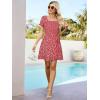 imageBerydress Womens Smocked Wrap Dress 2025 Square Neck Short Sleeve Sundress Summer Floral Ruffle Beach Mini DressesRed Floral