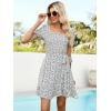 imageBerydress Womens Smocked Wrap Dress 2025 Square Neck Short Sleeve Sundress Summer Floral Ruffle Beach Mini DressesWhite Floral
