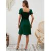 imageBerydress Womens Summer Dresses 2025 Pockets Short Sleeve Square Neck Flowy A Line Casual Boho Smocked Mini Sun DressDark Green