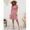 imageBerydress Womens Summer Dresses 2025 Pockets Short Sleeve Square Neck Flowy A Line Casual Boho Smocked Mini Sun DressPink Flower