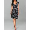 imageBerydress Womens Vintage VNeck Sheath Casual Party Work Faux Black Wrap DressBlack Polka Dot
