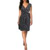 imageBerydress Womens Vintage VNeck Sheath Casual Party Work Faux Black Wrap DressBlack Polka Dot