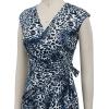 imageBerydress Womens Vintage VNeck Sheath Casual Party Work Faux Black Wrap DressBlue Leopard