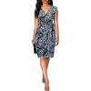 imageBerydress Womens Vintage VNeck Sheath Casual Party Work Faux Black Wrap DressBlue Leopard