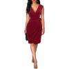 imageBerydress Womens Vintage VNeck Sheath Casual Party Work Faux Black Wrap DressBurgundy