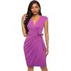 imageBerydress Womens Vintage VNeck Sheath Casual Party Work Faux Black Wrap DressGrape Purple