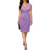 imageBerydress Womens Vintage VNeck Sheath Casual Party Work Faux Black Wrap DressLavender