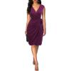 imageBerydress Womens Vintage VNeck Sheath Casual Party Work Faux Black Wrap DressPurple