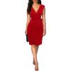 imageBerydress Womens Vintage VNeck Sheath Casual Party Work Faux Black Wrap DressRed