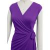 imageBerydress Womens Vintage VNeck Sheath Casual Party Work Faux Black Wrap DressViolet
