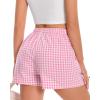 imageBoxer Shorts for Women Summer Gingham Pajama Casual Plaid Shorts Y2K Beach Bottoms with PocketA Pink