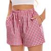 imageBoxer Shorts for Women Summer Gingham Pajama Casual Plaid Shorts Y2K Beach Bottoms with PocketA Red