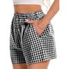 imageBoxer Shorts for Women Summer Gingham Pajama Casual Plaid Shorts Y2K Beach Bottoms with PocketBlack