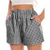 imageBoxer Shorts for Women Summer Gingham Pajama Casual Plaid Shorts Y2K Beach Bottoms with PocketBlack