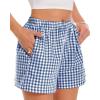 imageBoxer Shorts for Women Summer Gingham Pajama Casual Plaid Shorts Y2K Beach Bottoms with PocketBlue