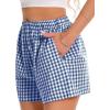 imageBoxer Shorts for Women Summer Gingham Pajama Casual Plaid Shorts Y2K Beach Bottoms with PocketBlue