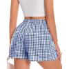 imageBoxer Shorts for Women Summer Gingham Pajama Casual Plaid Shorts Y2K Beach Bottoms with PocketBlue