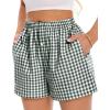 imageBoxer Shorts for Women Summer Gingham Pajama Casual Plaid Shorts Y2K Beach Bottoms with PocketGreen