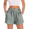imageBoxer Shorts for Women Summer Gingham Pajama Casual Plaid Shorts Y2K Beach Bottoms with PocketGreen