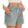 imageBoxer Shorts for Women Summer Gingham Pajama Casual Plaid Shorts Y2K Beach Bottoms with PocketGreen
