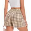 imageBoxer Shorts for Women Summer Gingham Pajama Casual Plaid Shorts Y2K Beach Bottoms with PocketKhaki