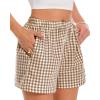 imageBoxer Shorts for Women Summer Gingham Pajama Casual Plaid Shorts Y2K Beach Bottoms with PocketKhaki