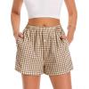 imageBoxer Shorts for Women Summer Gingham Pajama Casual Plaid Shorts Y2K Beach Bottoms with PocketKhaki