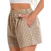 imageBoxer Shorts for Women Summer Gingham Pajama Casual Plaid Shorts Y2K Beach Bottoms with PocketKhaki