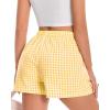 imageBoxer Shorts for Women Summer Gingham Pajama Casual Plaid Shorts Y2K Beach Bottoms with PocketYellow