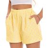 imageBoxer Shorts for Women Summer Gingham Pajama Casual Plaid Shorts Y2K Beach Bottoms with PocketYellow