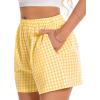 imageBoxer Shorts for Women Summer Gingham Pajama Casual Plaid Shorts Y2K Beach Bottoms with PocketYellow