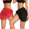 imageCHICGAL 2 Pieces Women Beach Sarong Bathing Suit Wrap Skirt Sheer Bikini Swimsuit Cover Ups for SwimwearBlack  Bright Red